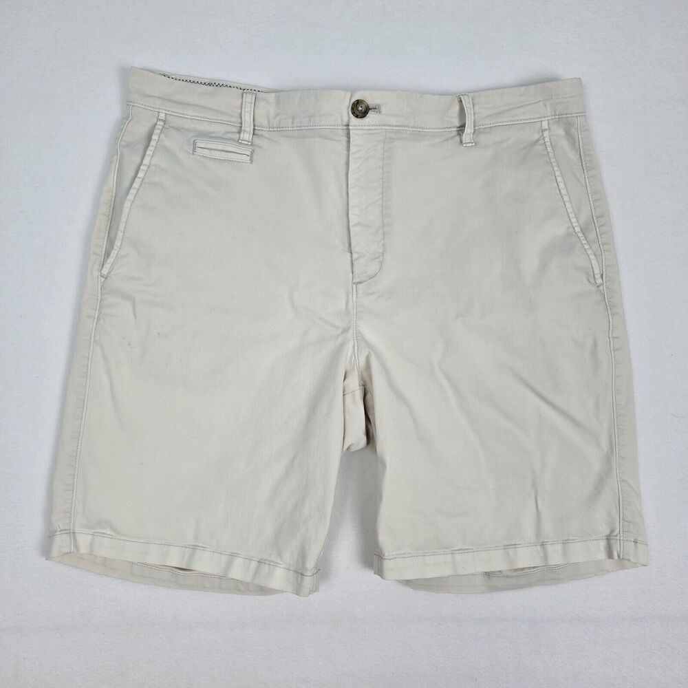 Johnnie-O Mens 36 (38) Neal Stretch Twill Off White Bone Pockets Golf Shorts